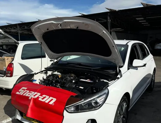 Hyundai i30 mid-service with bonnet raised